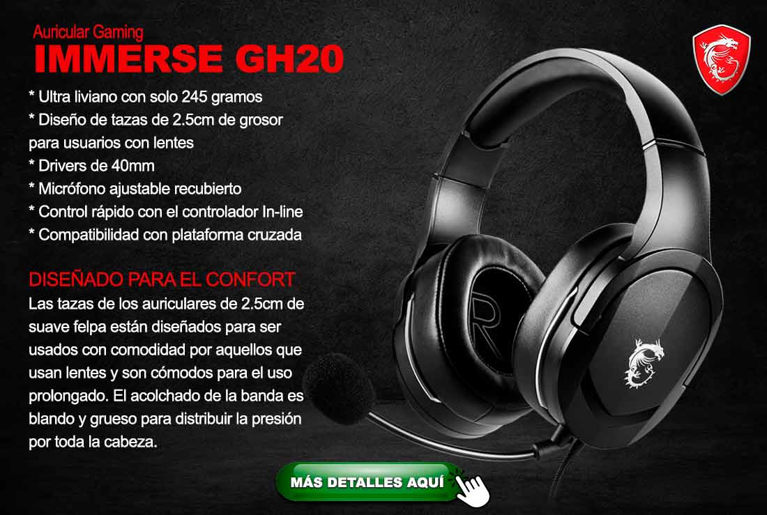 IMMERSE GH20  Casque gaming MSI
